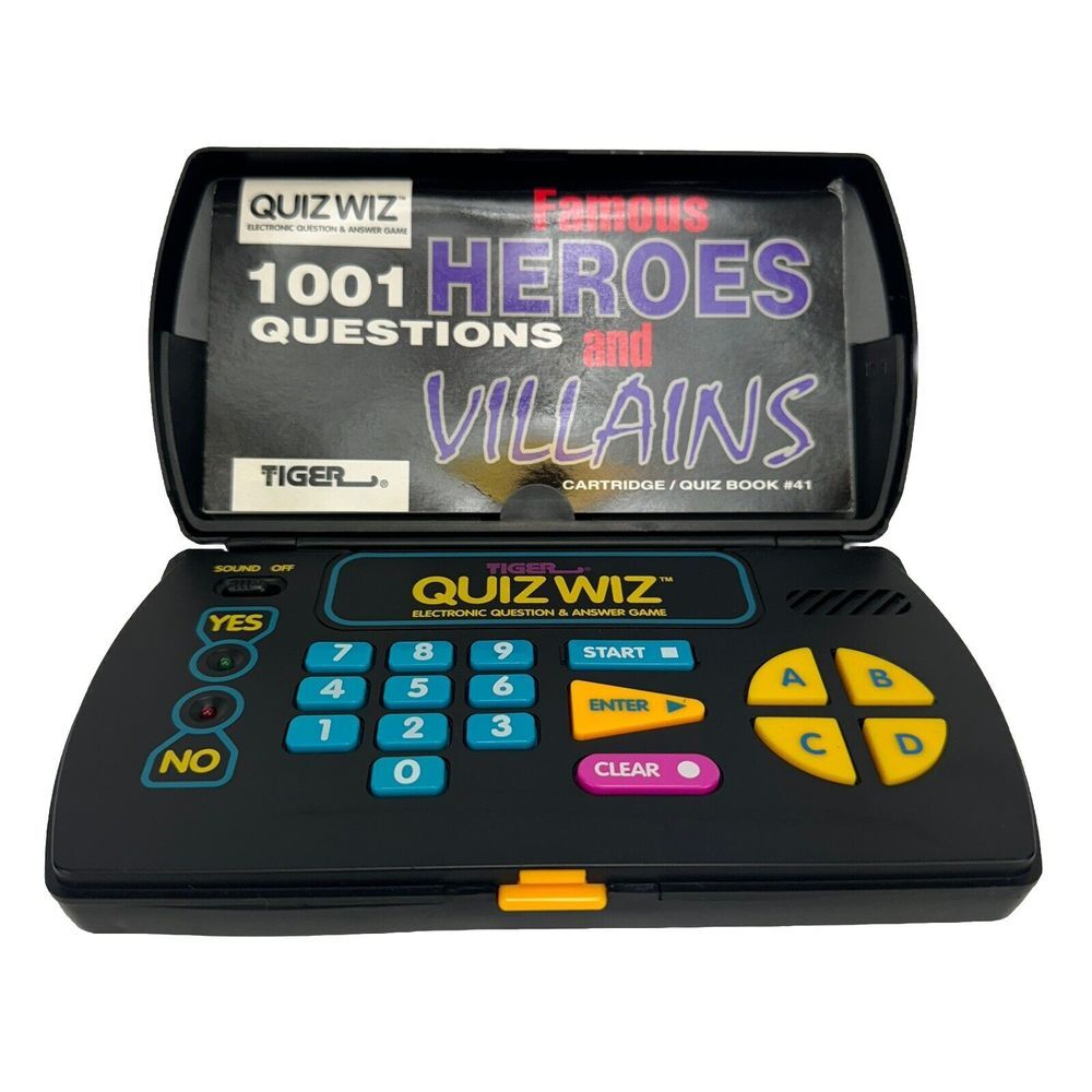 Vintage 1993 ~ Tiger Electronics ~ Quiz Wiz Game 1001 Heroes & Villains (Works)